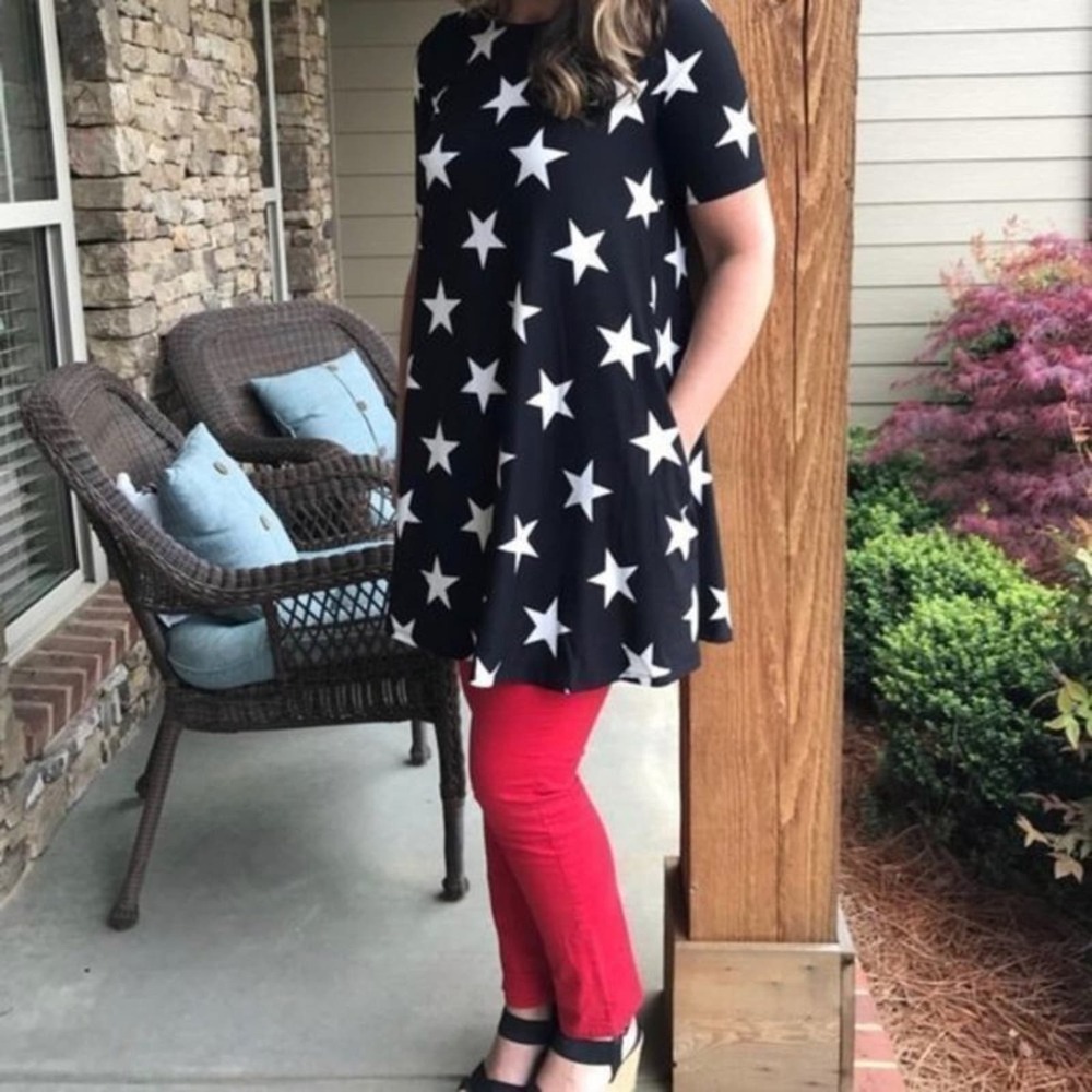 Agnes‎ and Dora Big Star Swing Tunic Top Dress Americana XXS Patriotic